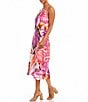 Color:Print - Image 3 - V-Neck Sleeveless Side-Slit Midi Dress
