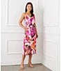 Color:Print - Image 4 - V-Neck Sleeveless Side-Slit Midi Dress