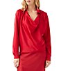 Karen Kane Woven Satin Collared Cowl Neck Long Sleeve Coordinating Top - Image 1