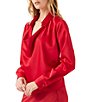 Karen Kane Woven Satin Collared Cowl Neck Long Sleeve Coordinating Top - Image 3