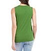 Color:Green - Image 2 - Wrinkle-Free Solid Stretch Scoop Neck Sleeveless Side Drape Top