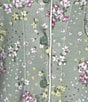 Color:Breezy Blossom - Image 3 - Floral Print Long Sleeve Notch Collar Interlock Knit Breezy Blossom Girlfriend Pajama Set