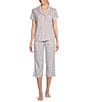 Color:Ditsy Pop - Image 1 - Short Sleeve Notch Collar Knit Ditsy Floral Print Pajama Set