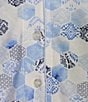 Color:Mosaic - Image 3 - Short Sleeve Notch Collar Mosaic Interlock Knit Long Pant Pajama Set