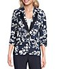 KARL LAGERFELD PARIS Burnout Print Banded Lapel Long Sleeve Blazer - Image 1
