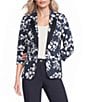 KARL LAGERFELD PARIS Burnout Print Banded Lapel Long Sleeve Blazer - Image 1