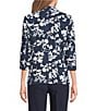 KARL LAGERFELD PARIS Burnout Print Banded Lapel Long Sleeve Blazer - Image 3