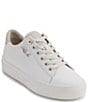 Color:White/Soft White - Image 1 - Cason Leather Logo Lace-Up Sneakers
