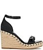 Color:Black - Image 2 - Catalyna Rhinestone Espadrille Wedge Sandals