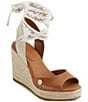 Color:Tan - Image 1 - Cecelia Leather Ankle Wrap Espadrille Sandals