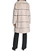 KARL LAGERFELD PARIS Channeled Faux Fur Horizontal Pattern Point Collar Longline Trench Coat - Image 3