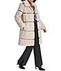 KARL LAGERFELD PARIS Channeled Faux Fur Horizontal Pattern Point Collar Longline Trench Coat - Image 4