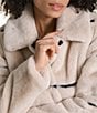KARL LAGERFELD PARIS Channeled Faux Fur Horizontal Pattern Point Collar Longline Trench Coat - Image 6