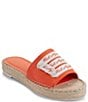 Color:Apricot - Image 1 - Cherie Leather Logo Chunky Espadrille Slide Sandals