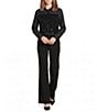 KARL LAGERFELD PARIS Chiffon Sequin Point Collar Button Front Blouse - Image 3