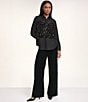 KARL LAGERFELD PARIS Chiffon Sequin Point Collar Button Front Blouse - Image 5