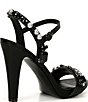 Color:Black - Image 2 - Claude Leather Embellished Dress Sandals
