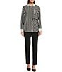 Color:Black/Soft White - Image 3 - Collared Button Down Stripe Long Sleeve Top