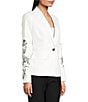 KARL LAGERFELD PARIS Compression Cotton Notch Lapel Long Sleeve Jacket - Image 3