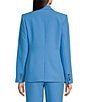 KARL LAGERFELD PARIS Coordinating Woven Peak Lapel Long Sleeve One-Button Jacket, Color:Azure Blue - Image 3