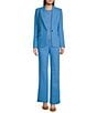 KARL LAGERFELD PARIS Coordinating Woven Peak Lapel Long Sleeve One-Button Jacket, Color:Azure Blue - Image 4