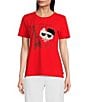 Color:Apple - Image 1 - Crew Neck Short Sleeve Graphic Tee Shirt
