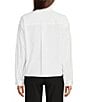 Color:White - Image 2 - Cropped Embellished Long Sleeve Button Down Blouse
