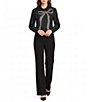 KARL LAGERFELD PARIS Crystal Bow Poplin Point Collar Button Front Blouse - Image 3