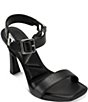 KARL LAGERFELD PARIS Dorcie Leather Buckle Hardware Ankle Strap Dress Sandals - Image 1