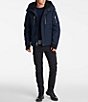 Color:Navy - Image 3 - Karl Lagerfeld Paris Down Mid-Length Faux-Sherpa-Lined Coat