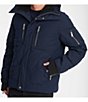 Color:Navy - Image 4 - Karl Lagerfeld Paris Down Mid-Length Faux-Sherpa-Lined Coat