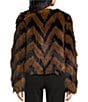 KARL LAGERFELD PARIS Faux Fur Chevron Pattern Collarless Front Hook Coat - Image 2