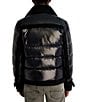 KARL LAGERFELD PARIS Faux Shearling Collared Mixed Media Jacket, Color:Black - Image 2