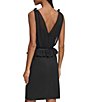 Color:Black - Image 2 - Flat Chiffon Square Neck Sleeveless Belted Dress