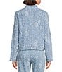 KARL LAGERFELD PARIS Floral Point Collar Long Sleeve Button-Front Jacquard Denim Jacket - Image 2