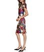 KARL LAGERFELD PARIS Floral Print Short Sleeve Crew Neck Scuba Dress - Image 3