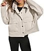 KARL LAGERFELD PARIS Funnel Collar Oversize Fit Snap Front Jacket - Image 1