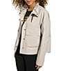 KARL LAGERFELD PARIS Funnel Collar Oversize Fit Snap Front Jacket - Image 3