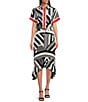 Color:Soft White/Black - Image 3 - Geometric Print Pleated Coordinating Midi Skirt