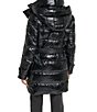 KARL LAGERFELD PARIS Glossy Quilt Pattern Stand Collar Belted Hybrid Down Puffer Jacket - Image 3