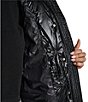 KARL LAGERFELD PARIS Glossy Quilt Pattern Stand Collar Belted Hybrid Down Puffer Jacket - Image 5