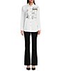 Color:White - Image 3 - Graphic Poplin Long Sleeve Button Front Blouse