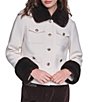 KARL LAGERFELD PARIS Heavy Double Woven Point Collar Long Sleeve Short Front Button Jacket - Image 1