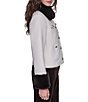 KARL LAGERFELD PARIS Heavy Double Woven Point Collar Long Sleeve Short Front Button Jacket - Image 3
