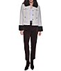 KARL LAGERFELD PARIS Heavy Double Woven Point Collar Long Sleeve Short Front Button Jacket - Image 4