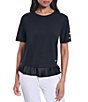 KARL LAGERFELD PARIS Heavy Ponte Crew Neck Short Sleeve Pullover Top - Image 1