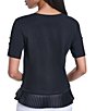 KARL LAGERFELD PARIS Heavy Ponte Crew Neck Short Sleeve Pullover Top - Image 2