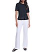 KARL LAGERFELD PARIS Heavy Ponte Crew Neck Short Sleeve Pullover Top - Image 3