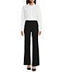KARL LAGERFELD PARIS High Waisted Full Length Sailor Button Pocket Pant - Image 3