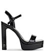 Color:Black - Image 2 - Jaina Leather Platform Ankle Strap Dress Sandals